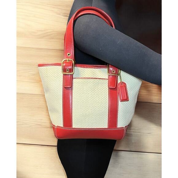 Vintage Coach 8909 Woven Straw Tote - Picture 6 of 16